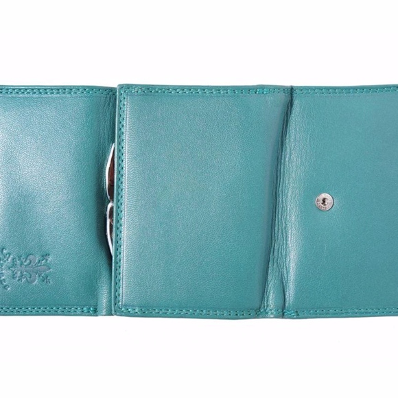 HAND MADE 🇮🇹ITALIAN 🇮🇹LEATHER WALLET TURQUOISE - Picture 5 of 7
